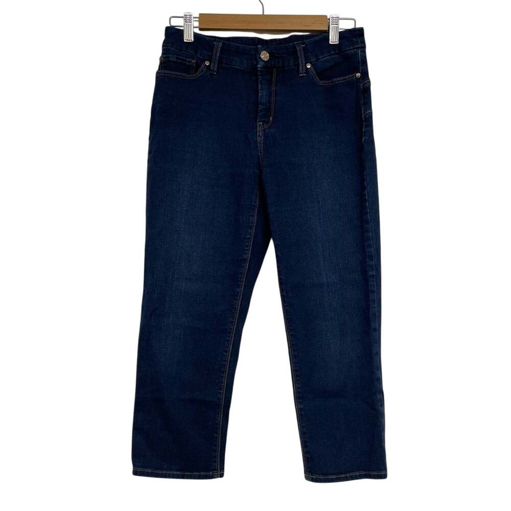 Chicos So Lifting Dark Wash High Rise Cropped Jeans Womens 0P Blue Denim Zip Fly